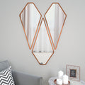 Modern Diamond Shape Vanity Mirrors Set of 3 with Copper Finish Frame