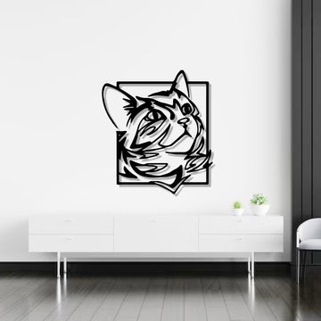 Abstract Design Cat Face Metal Art Animal Wall Decor
