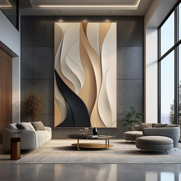 Abstract Layered 3D Wall Decor Art for High Ceiling Living Room