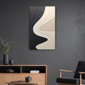 Abstract Wall Panel with Dimensional Curves in Black and Cream
