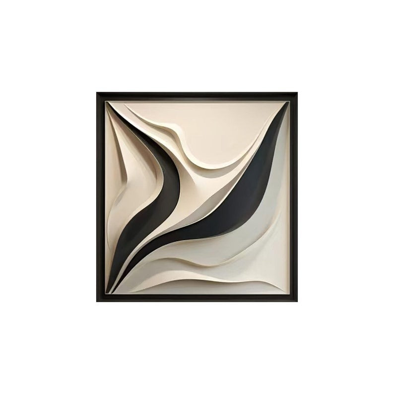 Artistic 3D Panel with Organic Wave Shapes in Monochrome Finish