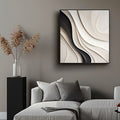 Artistic Wall Art in Black and Cream with Smooth Flowing Layers