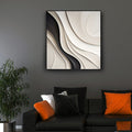 Artistic Wall Art in Black and Cream with Smooth Flowing Layers