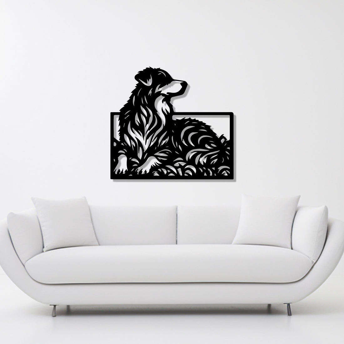 Beautiful Dog Silhouette Abstract Lines Metal Art Wall Decor