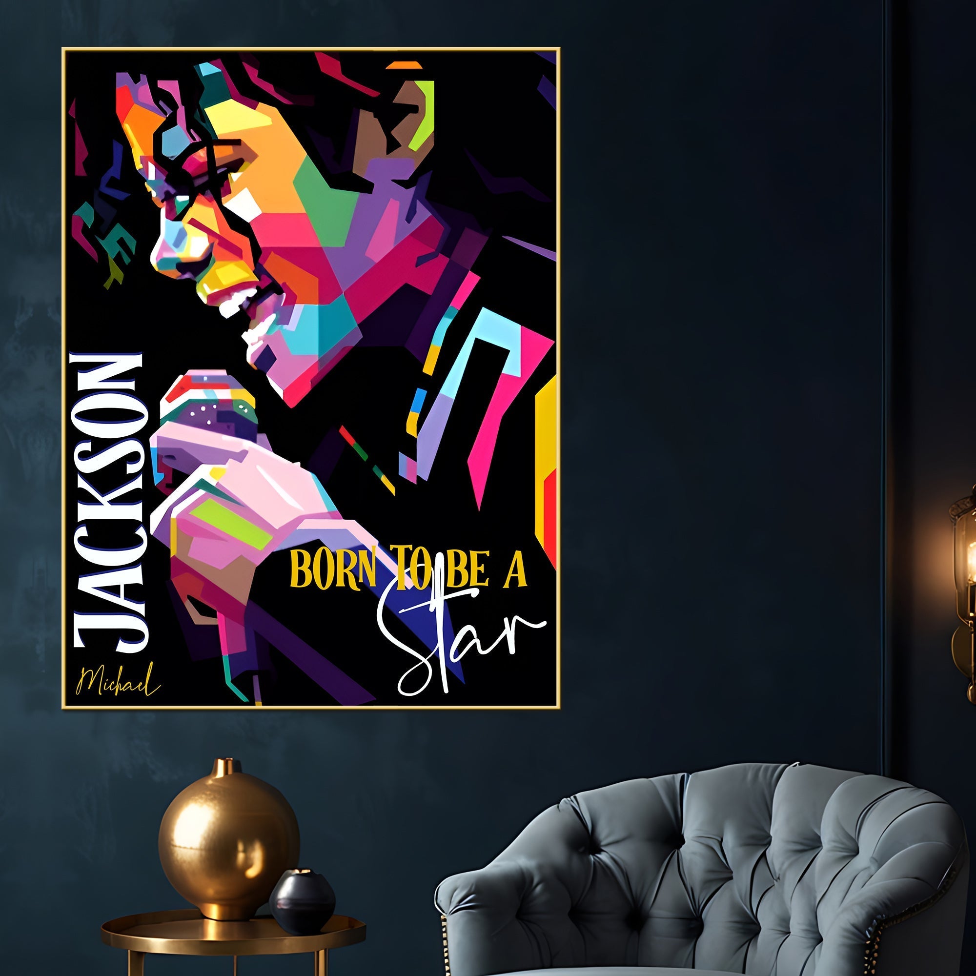 Born To Be Star MJ Cotton Canvas Wall Painting