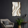 Calm White Waves with Gold Lines 3D Wall Art