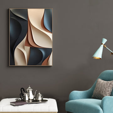 Contemporary Beige and Black 3D Wall Art for Living Room