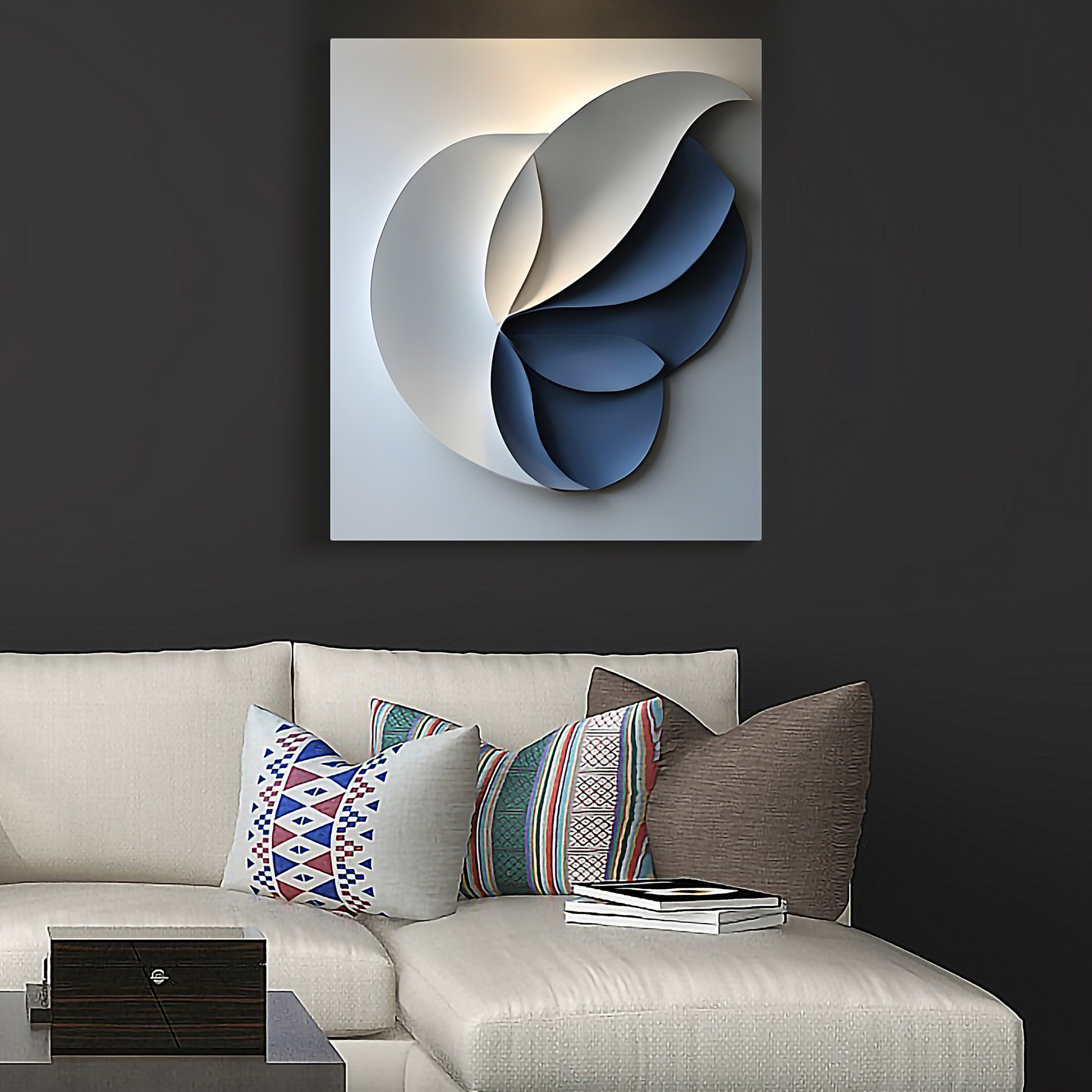 Contemporary Blue and White Petal 3D Wall Art Home Decor