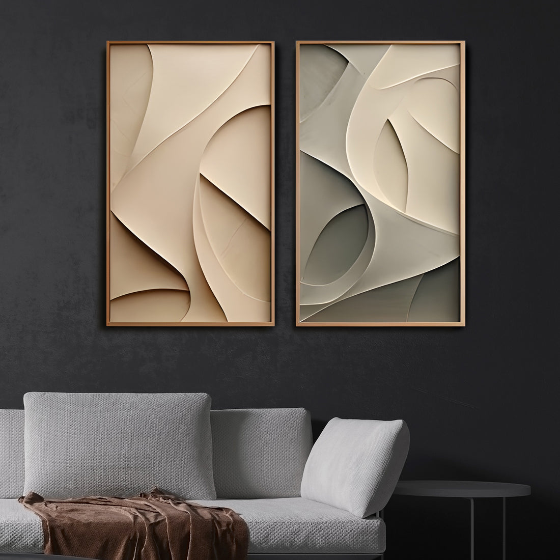 Curved Geometry Soft Form Sculpted Frames 3D Wall Art Home Decor