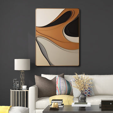 Decorative Wall Art with Carved Flowing Shapes in Monochrome Hues