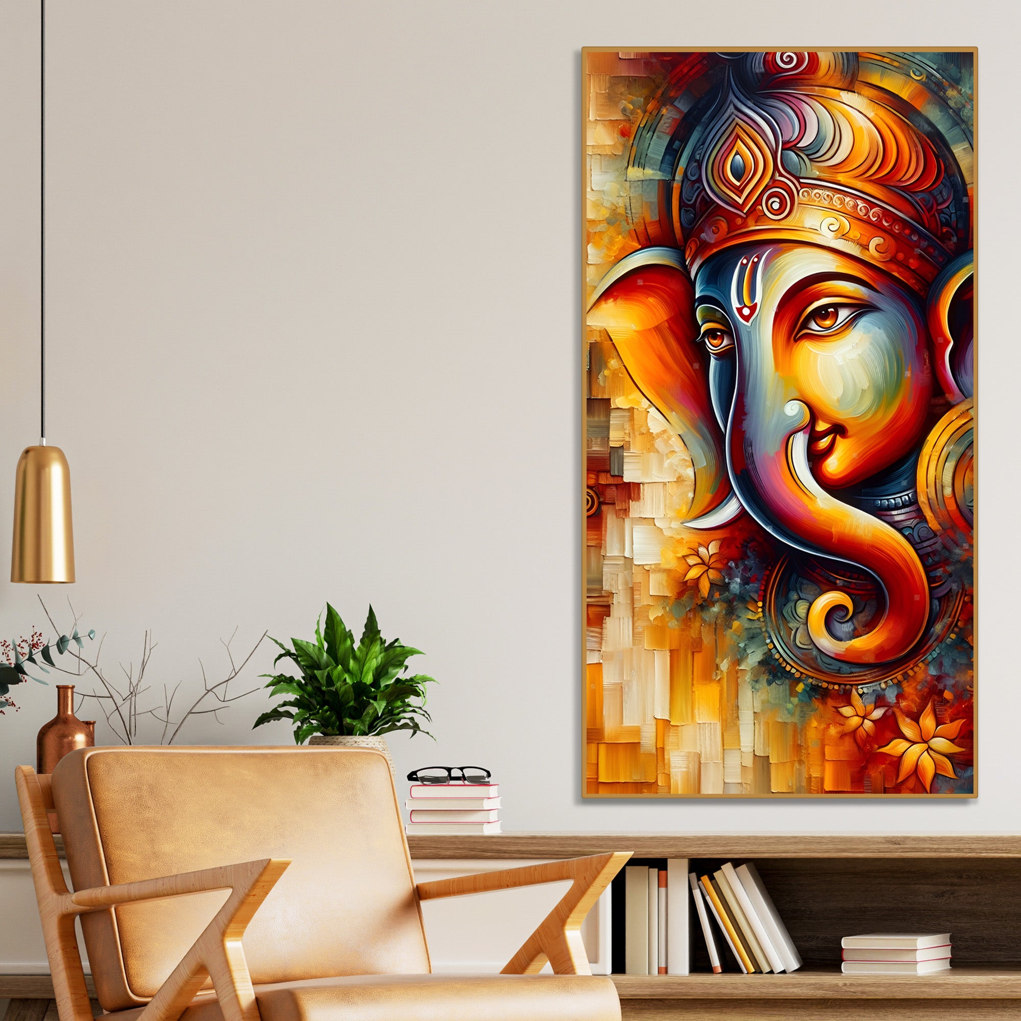 Divine Art of Lord Ganesha Premium Canvas Wall Painting