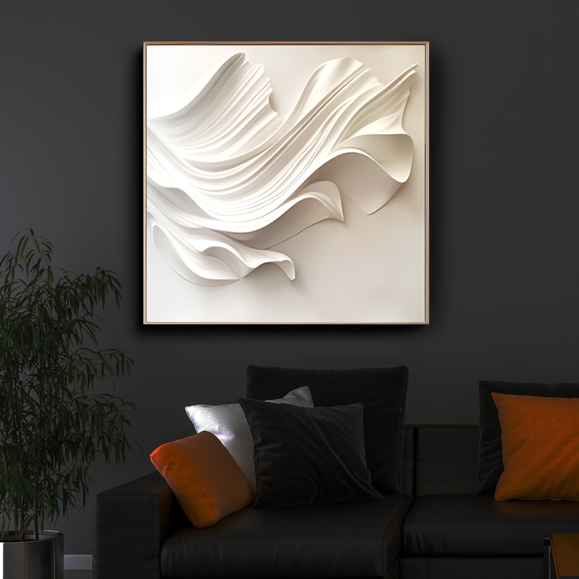 Elegant Curved White Wall Decor Art Framed Contemporary Spaces