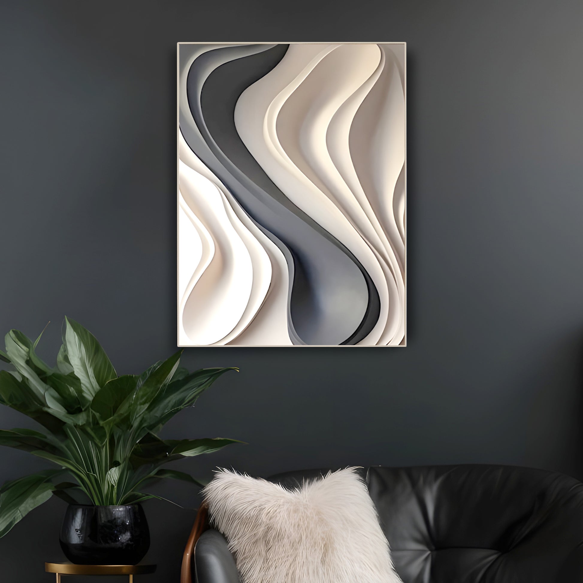 Elegant Textured 3D Wall Decor with Wavy Layered Design