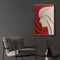 Elegant Woman Silhouette Minimal 3D Wall Art Red Beige