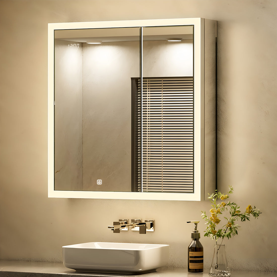 Frameless LED Mirror Cabinet with White Backlight and Touch Control
