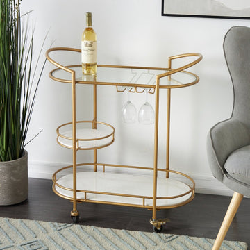 Functional Gold Bar Trolley with Curved Frame Design
