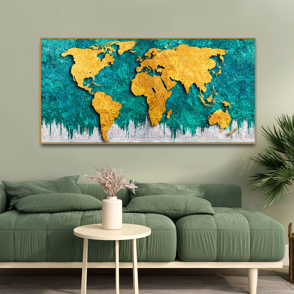 Gold Map Canvas Art