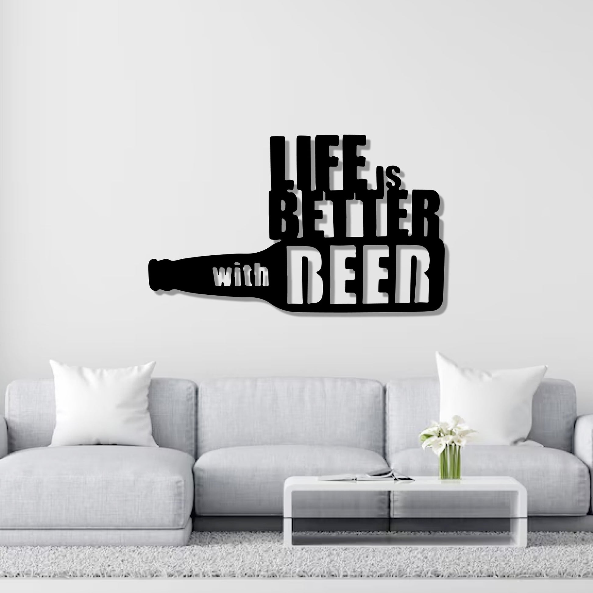 Life is Better with Beer Bottle Metal Art Wall Decor
