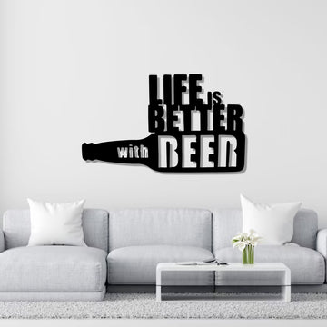 Life is Better with Beer Bottle Metal Art Wall Decor
