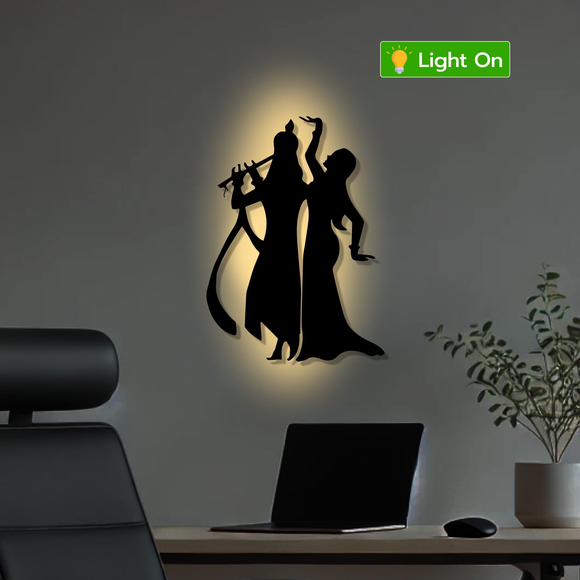 Lord Krishna with Radha Lovely Metal Art Wall Decor