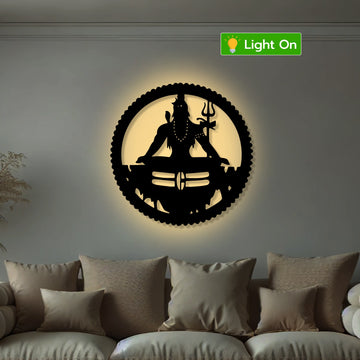 Lord Mahadev Lotus Position Metal Art Devotion Wall Decor