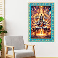 Lord Shiva in Cosmic Meditation Floral Border Vertical Wall Painting