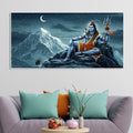 Lord Shiva in Himalayas Canvas Wooden Wall Painting