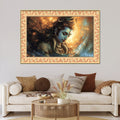 Lord Shivay Modern Art Design Floral Border Canvas Wall Painting