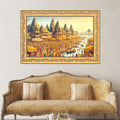 Maha Kumbh Mela on Ganga Ghat Border Canvas Wall Painting