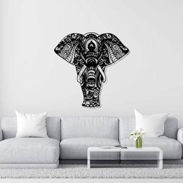 Mandala Pattern Elephant Design Metal Art Wall Decor