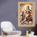 Mata Shailputri Floral Border Vertical Canvas Wall Painting