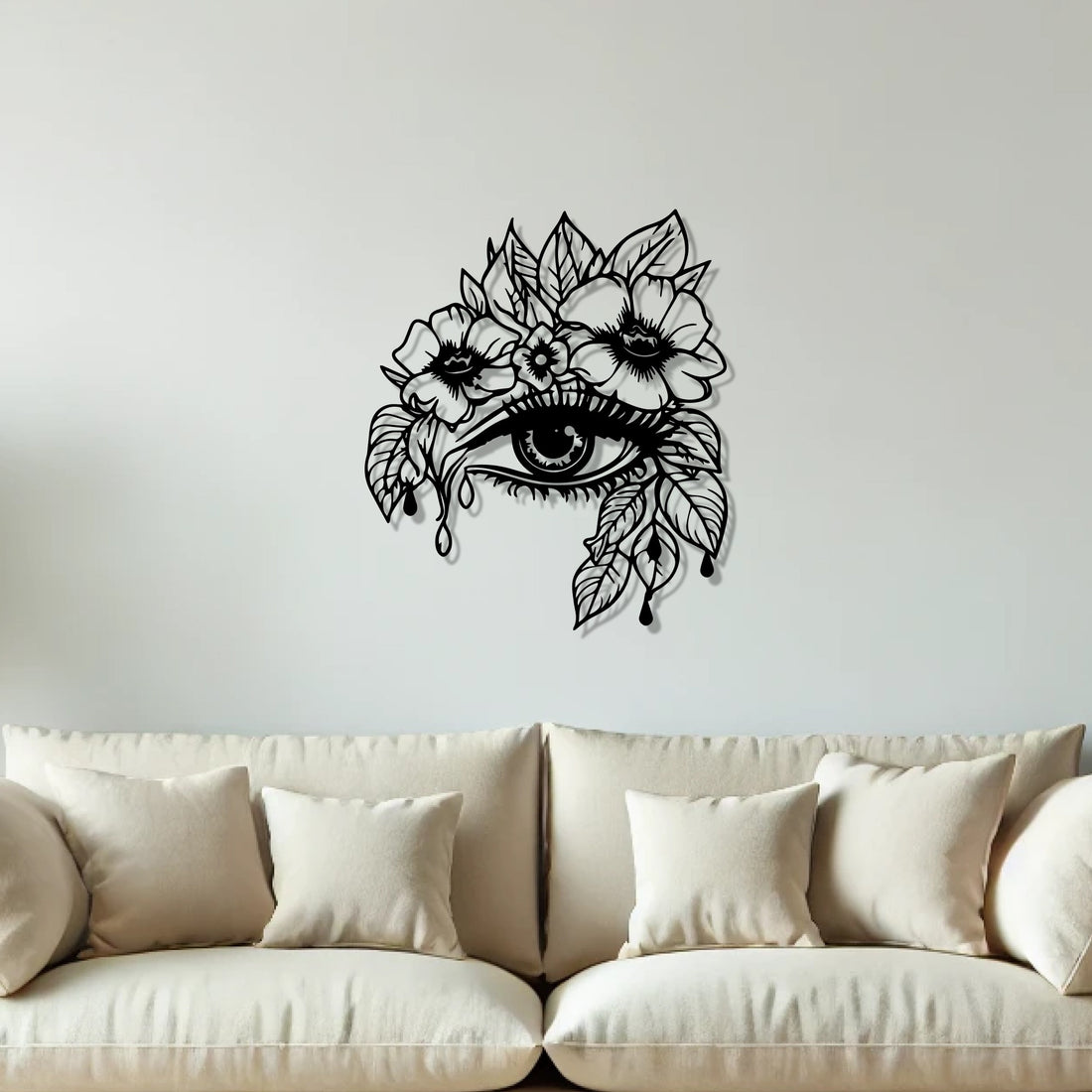 Minimalist Beautiful Blooming Eye Metal Wall Art Decor