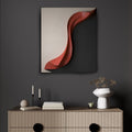 Modern 3D Wall Art Panel with Red Wave on Black and White Background