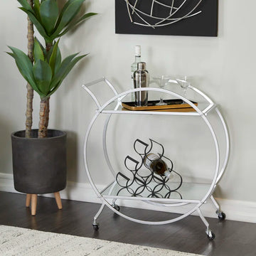 Modern Circular Premium Bar Cart with Wine Rack