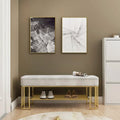 Modern Gray Velvet Entryway Bench with Shoe Rank