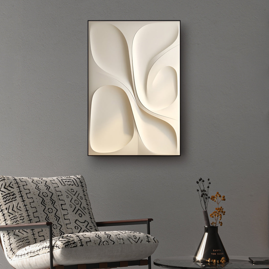 Modern Vertical 3D Wall Decor with Soft Curved Texture
