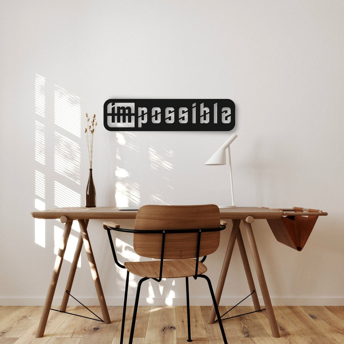 Motivation Quote Impossible to Possible Metal Art Office Wall Decor