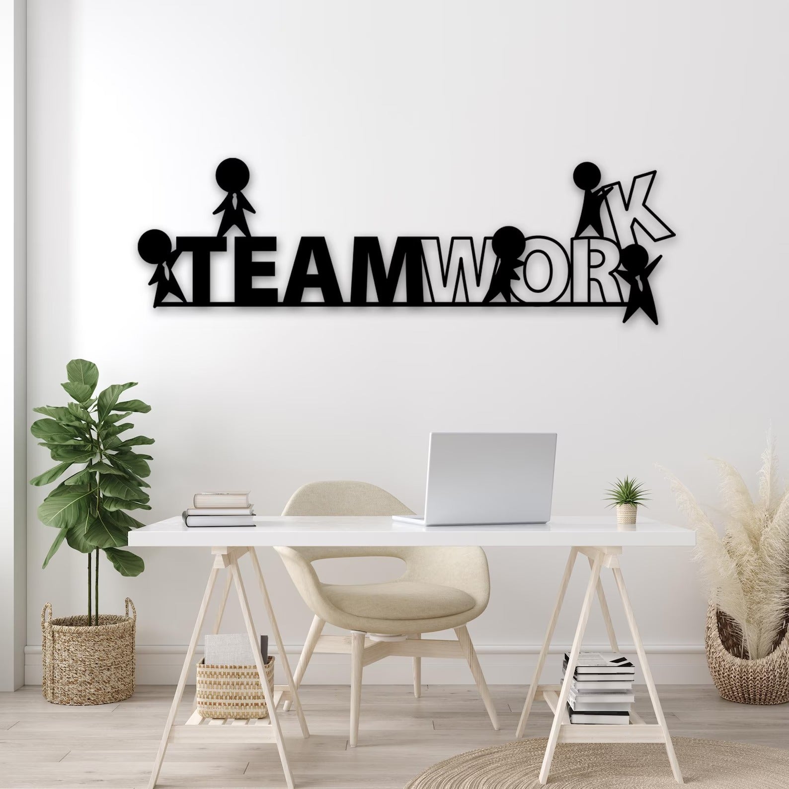 Motivation Quote Team Work Metal Art Office Wall Decor