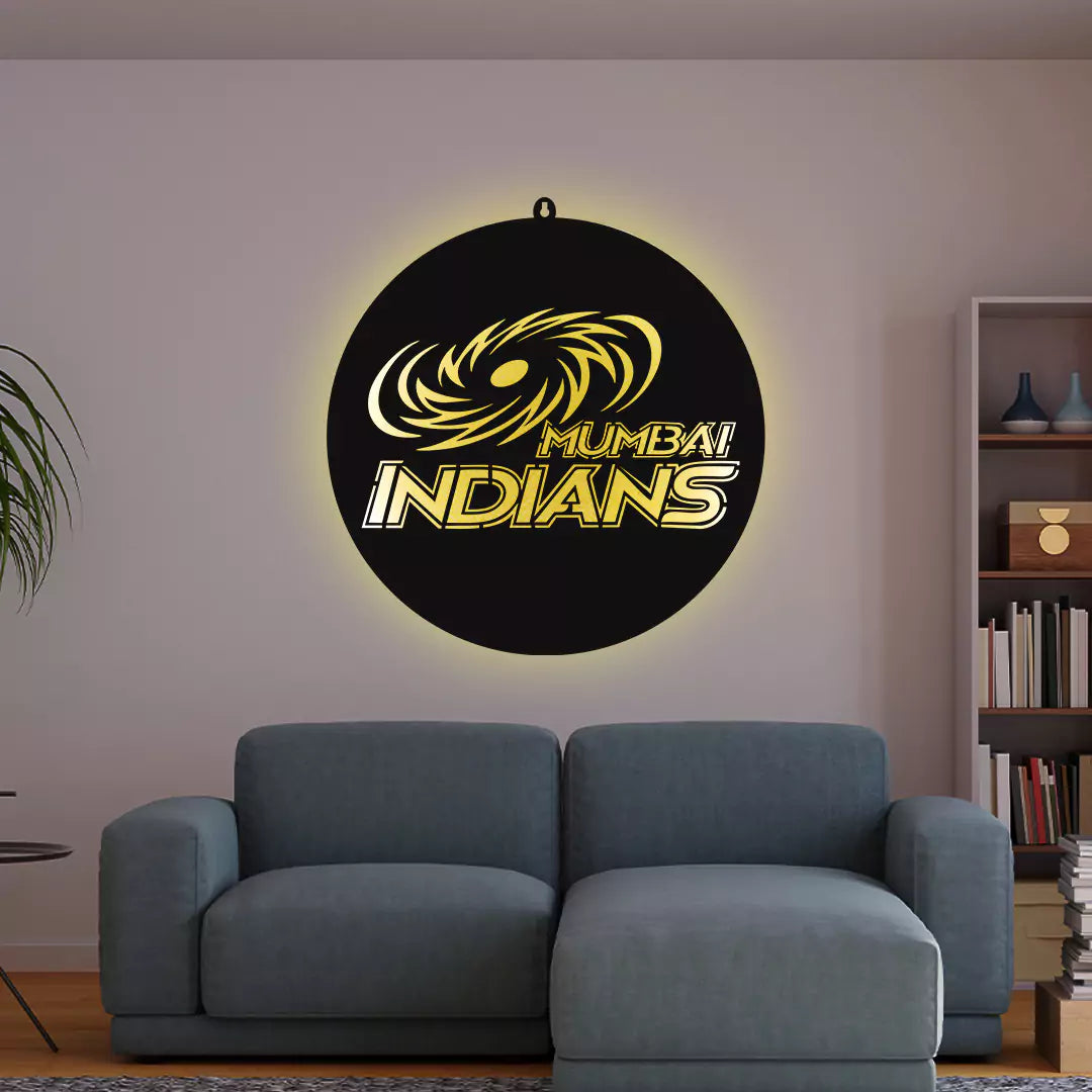 Mumbai Indians MI LED Wall Hanging Frame for Cricket Wall Decor