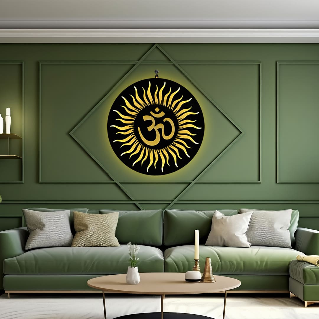 Om Sunray Round LED Wall Light for Temple and Wall Decor