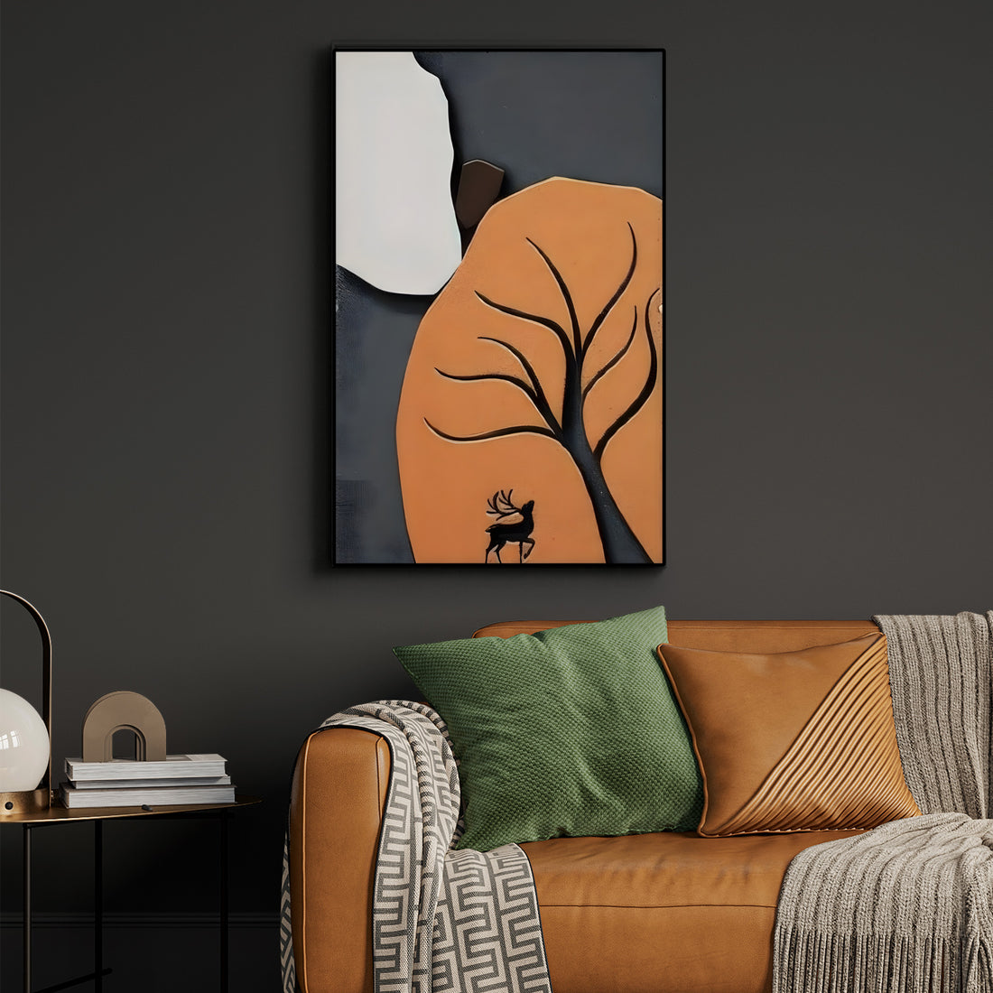Rustic Wilderness Deer and Tree Silhouette 3D Wall Art Home Decor