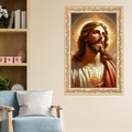 Sacred Savior Jesus Floral Border Vertical Canvas Wall Painting