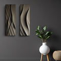 Set of Two Vertical 3D Wall Art Panels with Wave Design