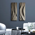 Set of Two Vertical 3D Wall Art Panels with Wave Design