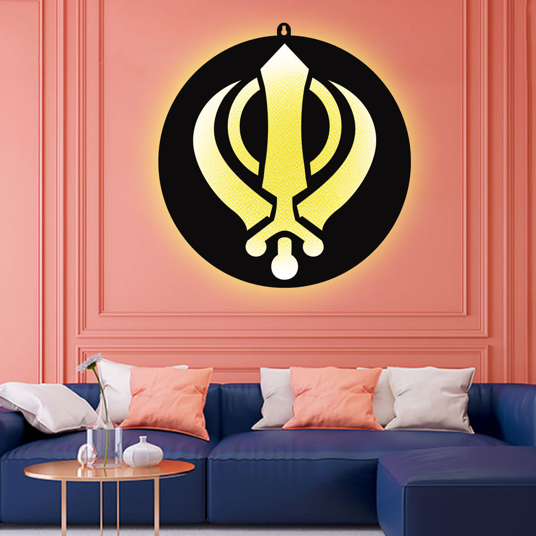 Sikh Religious Symbol LED Wall Hanging for Wall Decor