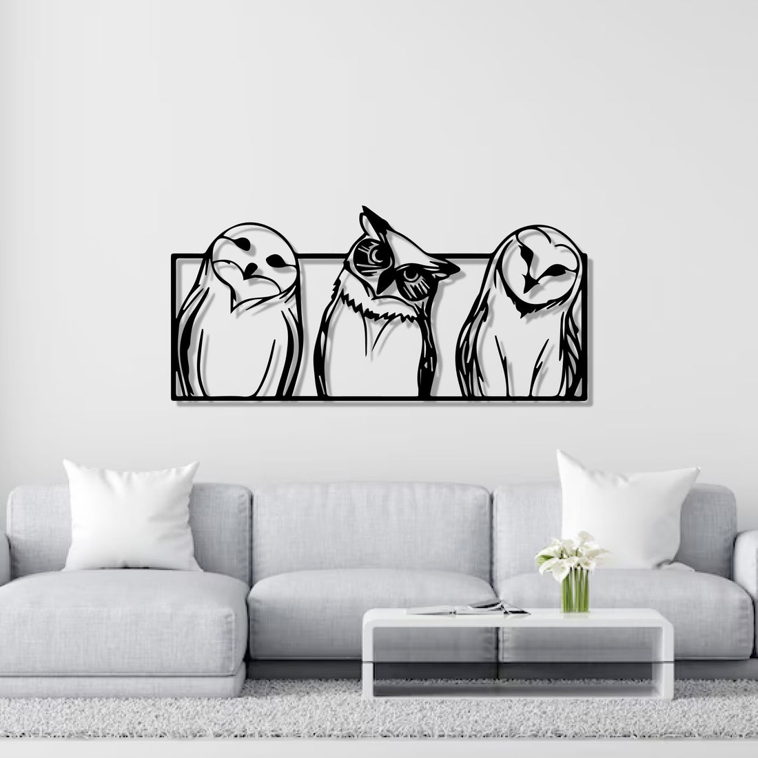 Snowy Owl Modern Design Metal Art Wall Decor