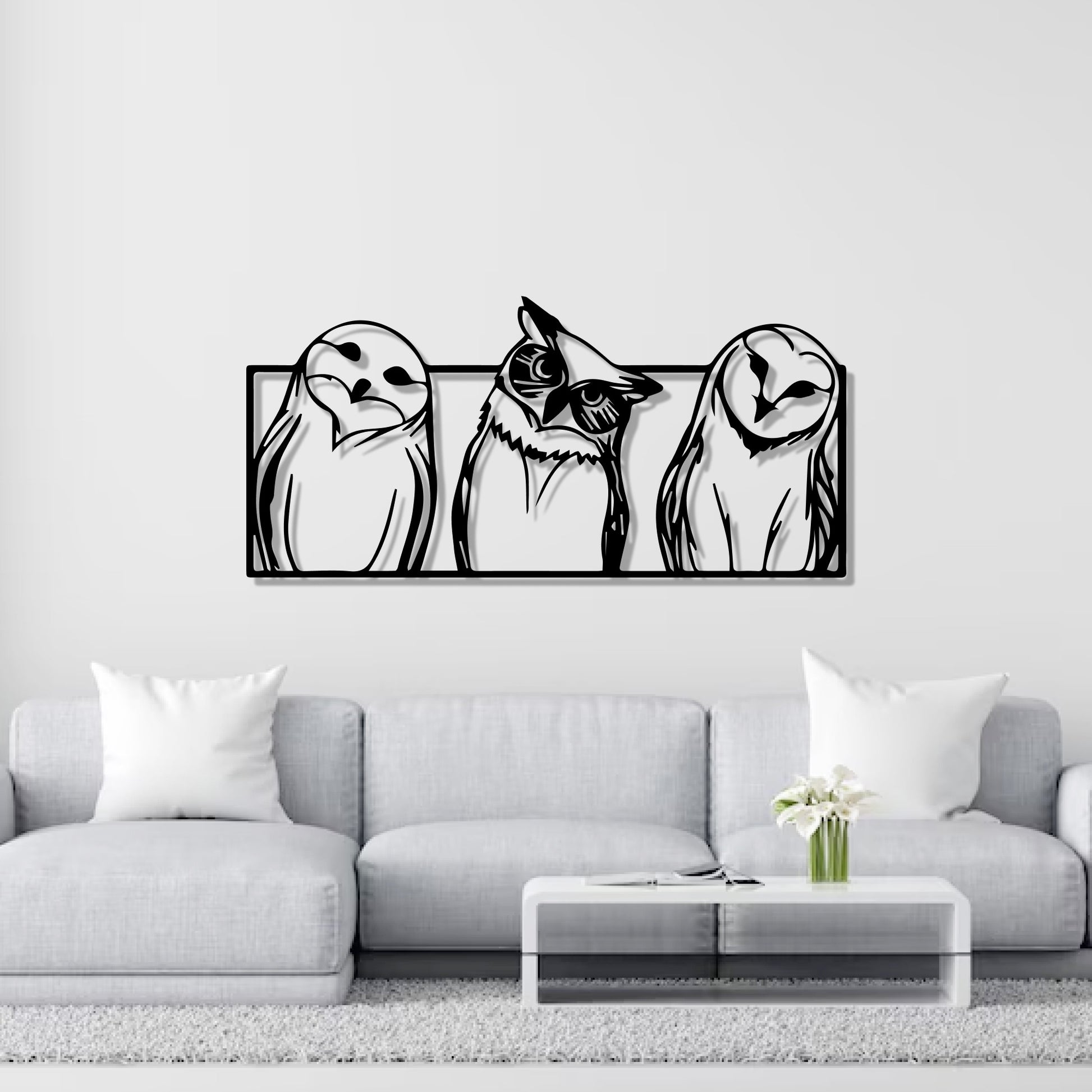 Snowy Owl Modern Design Metal Art Wall Decor