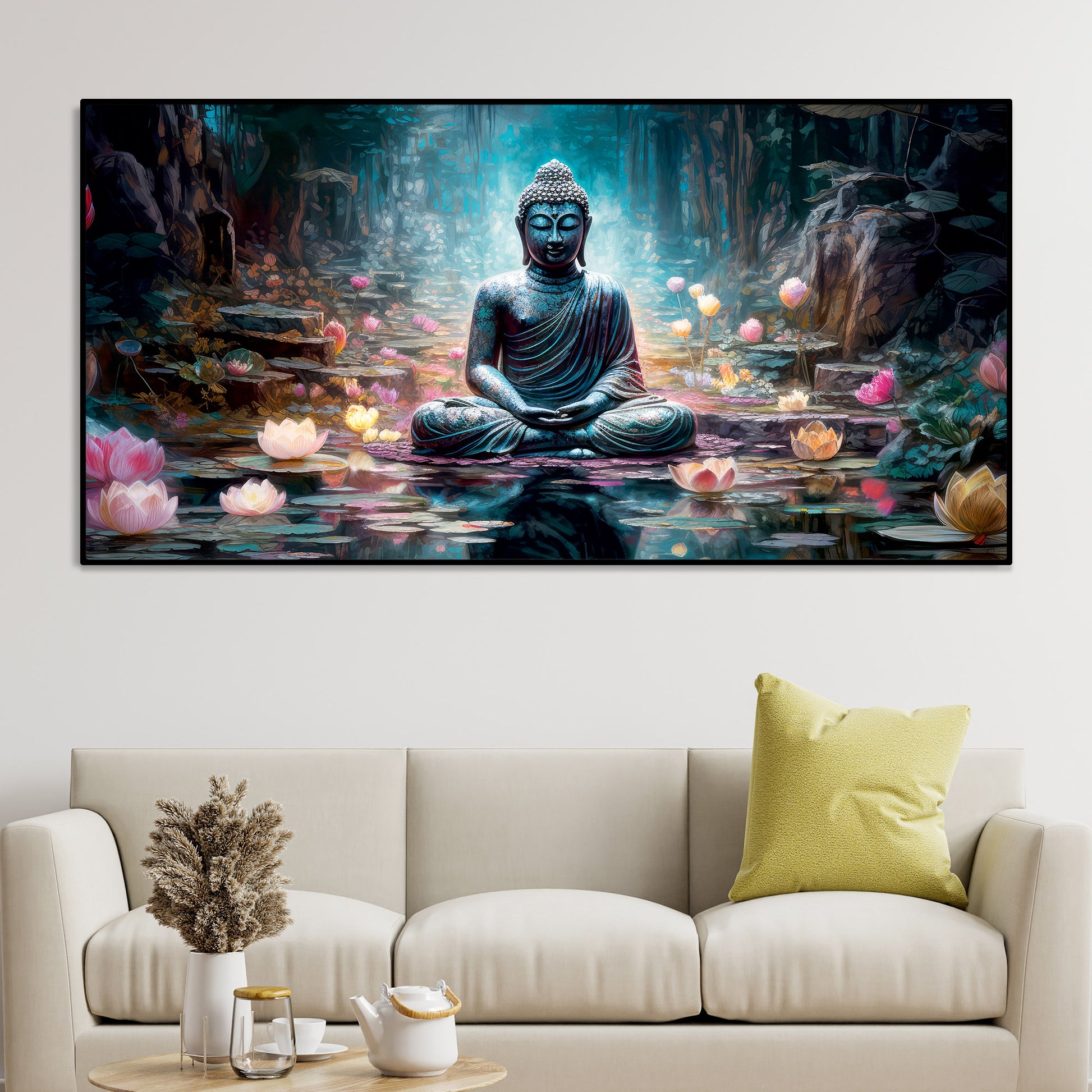 buddha wall painting designs for living room