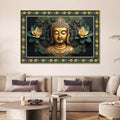 Symbol of Peace Gautam Buddha Border Canvas Wall Painting