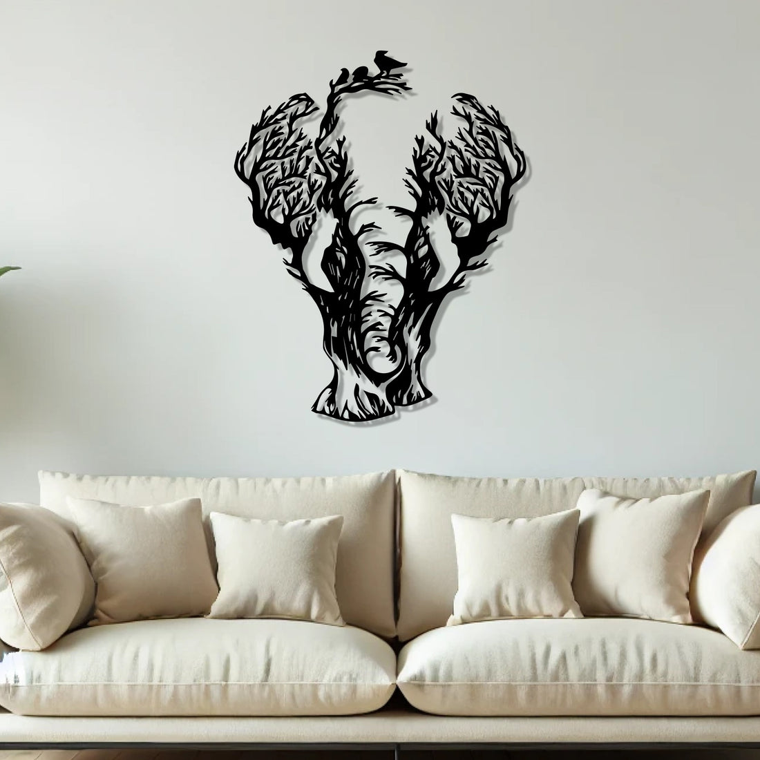Tree Branch Elephant Design Metal Art Wall Decor